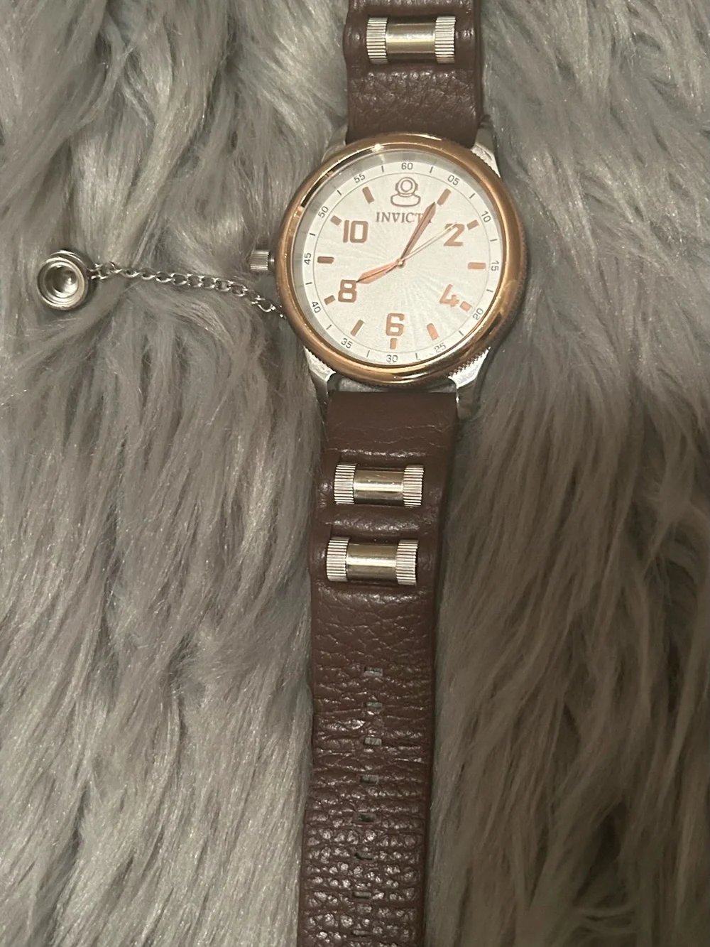Invicta Russian Diver 1959Men’s Brown Leather Strap Watch with Rose-Gold Accents